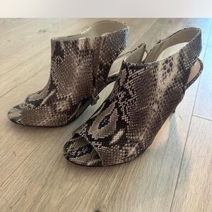 Cole Haan Snake-Print Peep-Toe Slingback Heels - Brown/Black